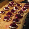 Drake Hotel Beet & Pear Bruschetta on Homemade Spiced Loaf with Fresh Ricotta at eat to the beat 2014